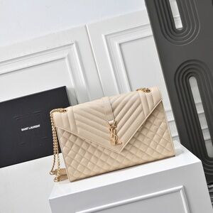 Saint Laurent Beige Quilted Shoulder Bag